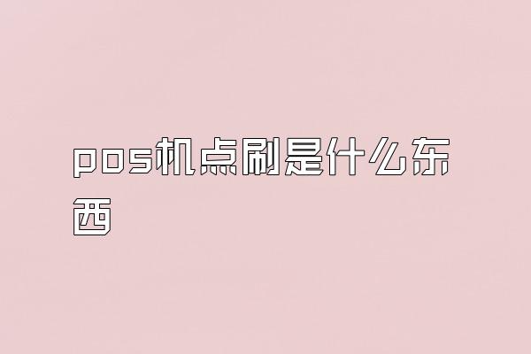 pos机点刷是什么东西
